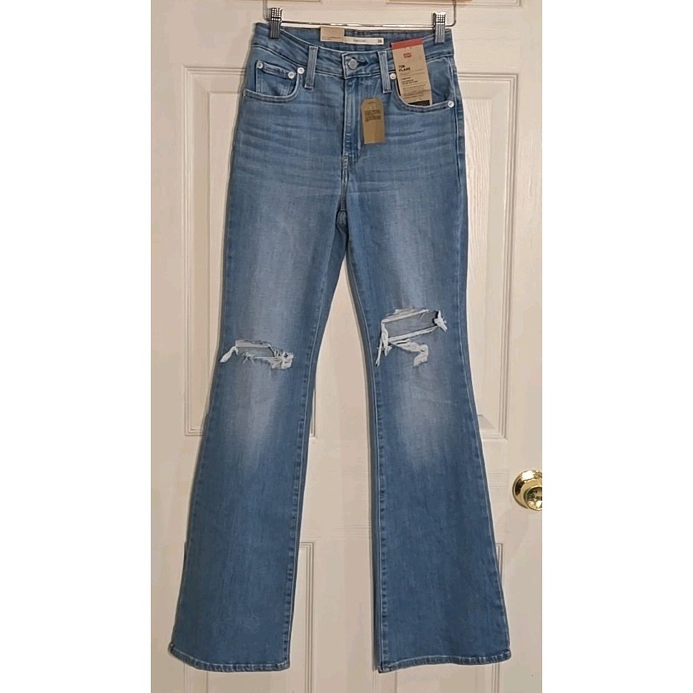 Levi's 726 Flare Jeans 2 Long W26 L 32 High Rise Slim thru the Hip Womens NEW